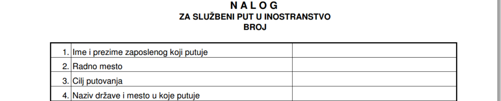 Nalog za službeni put u inostranstvo